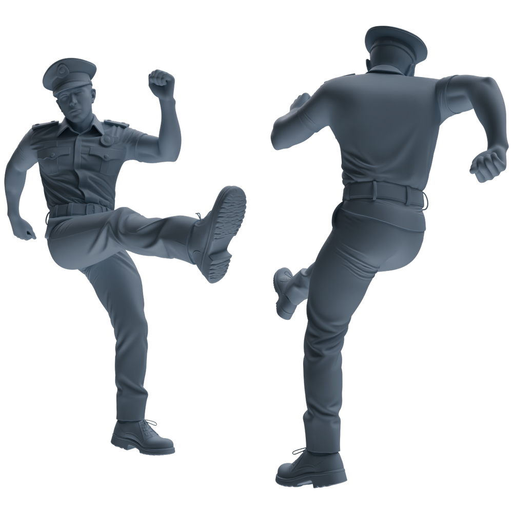 Detail view of MRY-SFW LYGR769 Modern Hong Kong Police Six-Person Dancing Group Model