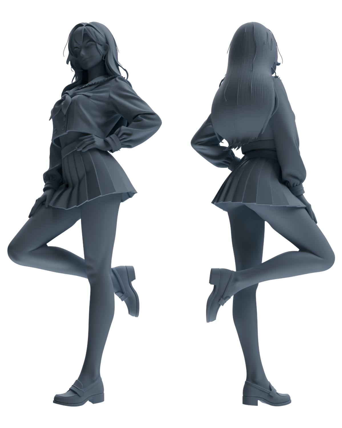 Detail view of MRY-SFW LYTR885 College Style Sailor Uniform Girl Figure Modern Model 3 pcs Model