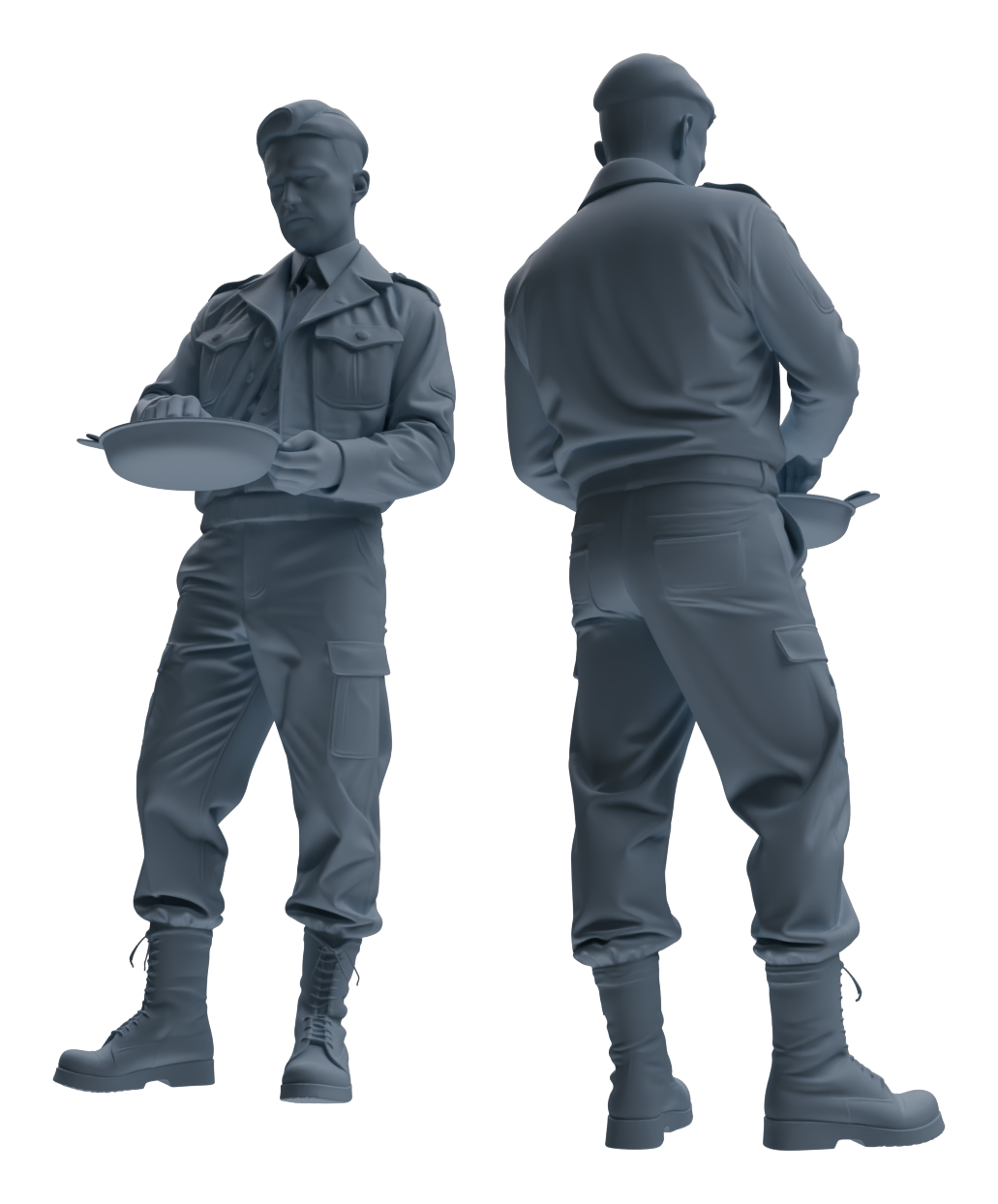Detail view of MRY-SFW LYGR593 Historical WWII U.S. Army Five-Person Dining Group Model