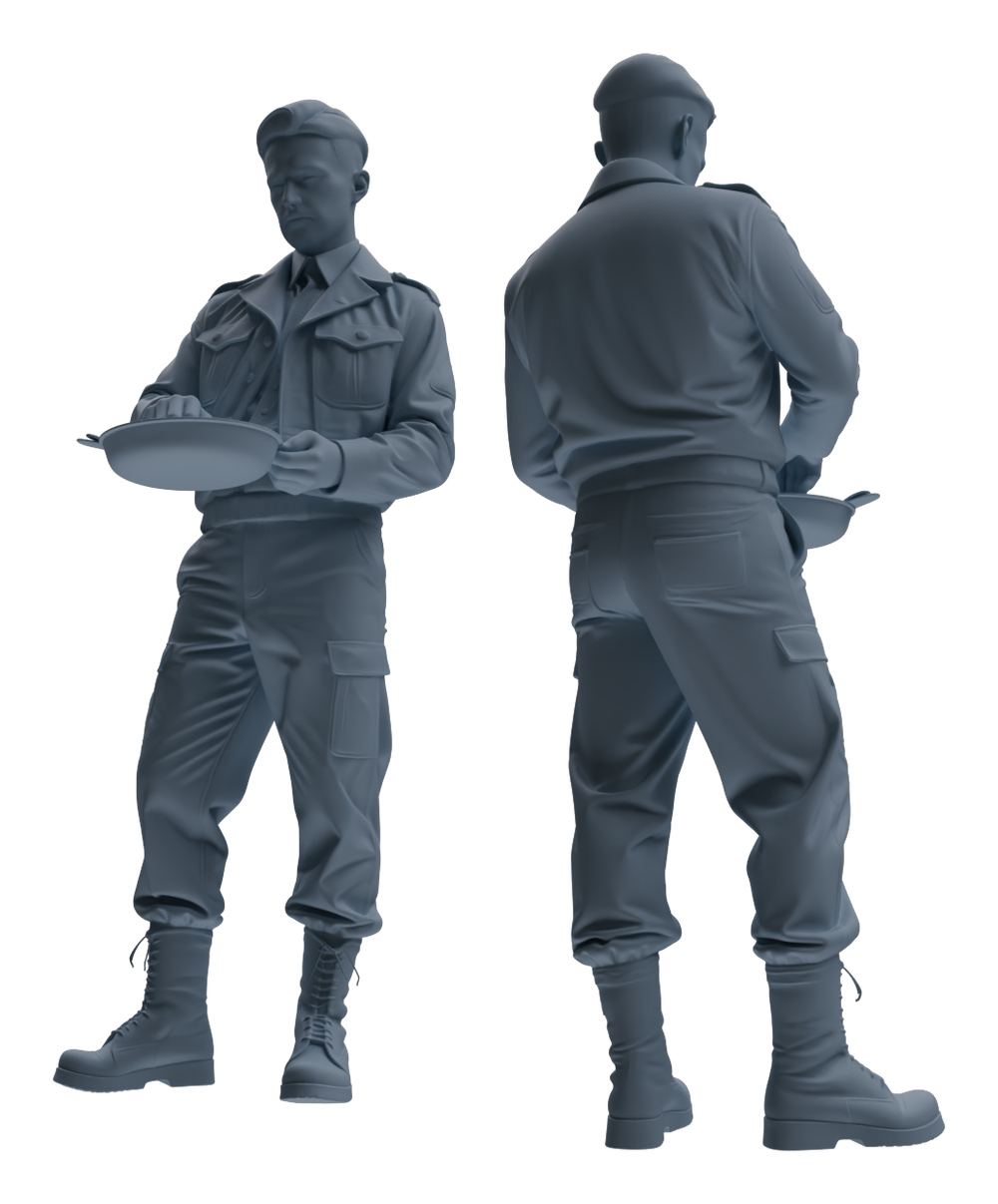 Detail view of MRY-SFW LYGR593 Historical WWII U.S. Army Five-Person Dining Group Model