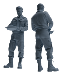 Detail view of MRY-SFW LYGR593 Historical WWII U.S. Army Five-Person Dining Group Model