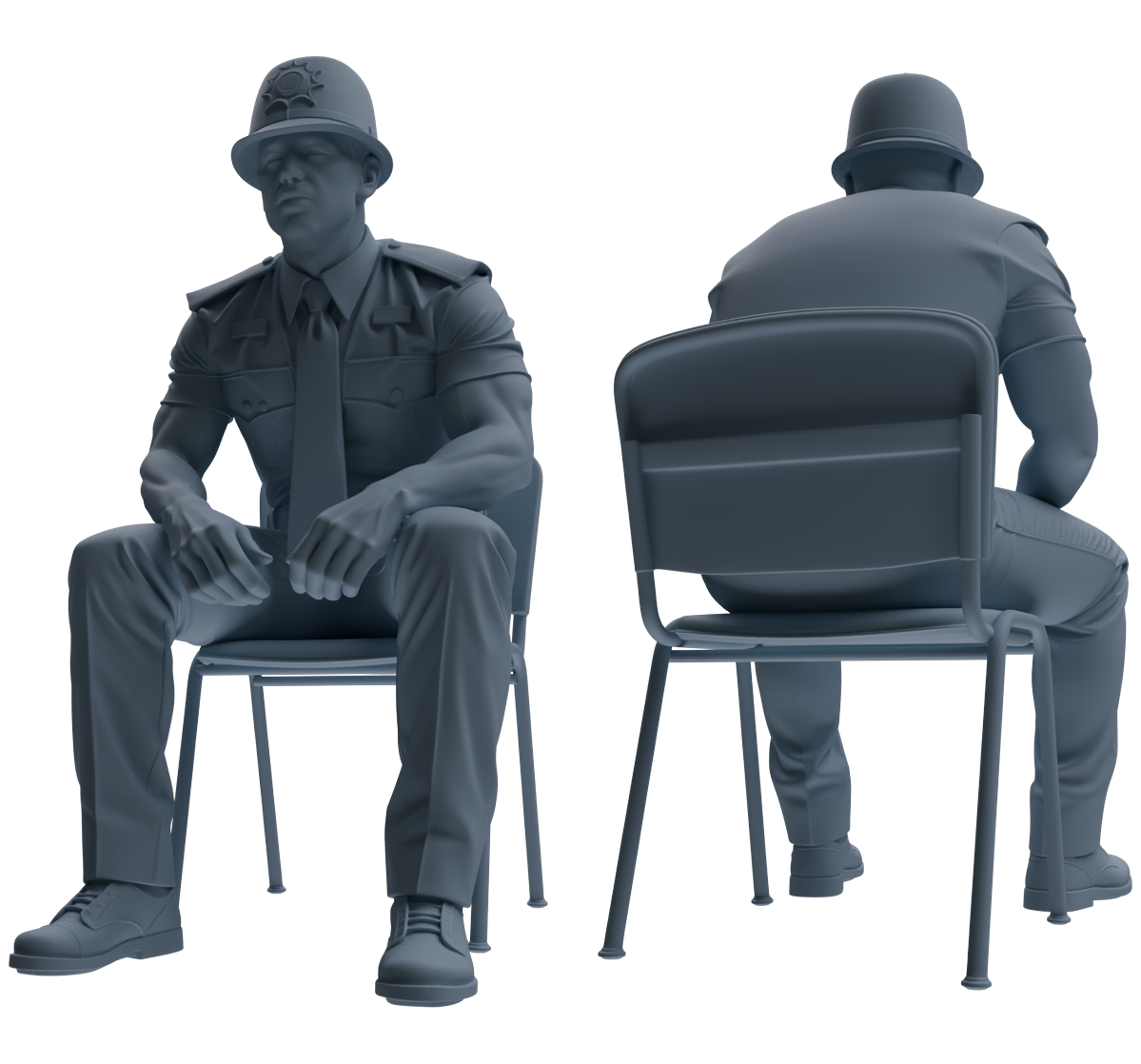 Detail view of MRY-SFW LYGR802 Modern British Police Six-Person Conversation Group Model