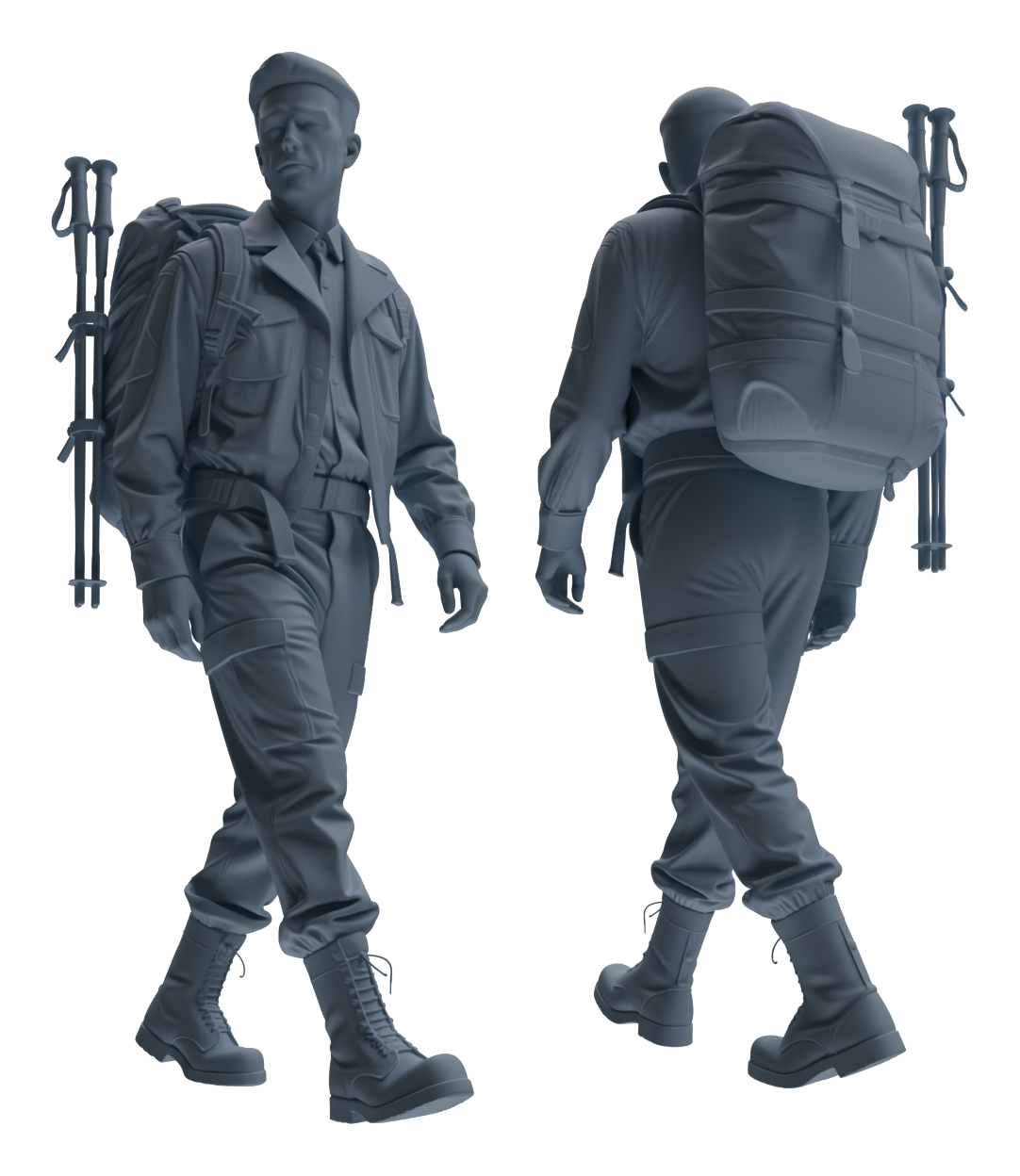 Detail view of MRY-SFW LYGR591 Historical WWII U.S. Army Six-Person Carrying Group Model