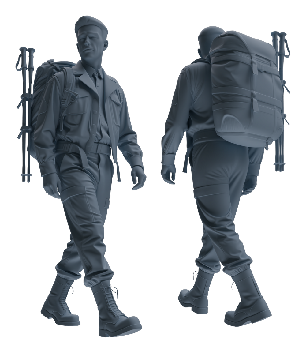 Detail view of MRY-SFW LYGR591 Historical WWII U.S. Army Six-Person Carrying Group Model
