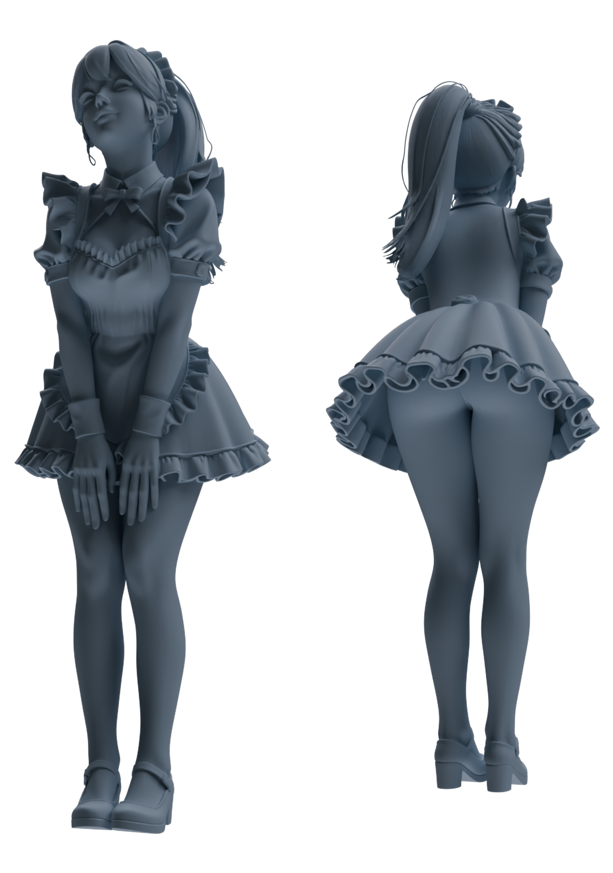 Detail view of MRY-SFW LYTR876 Maid Uniform Girl Figure Modern Model 4 pcs Model