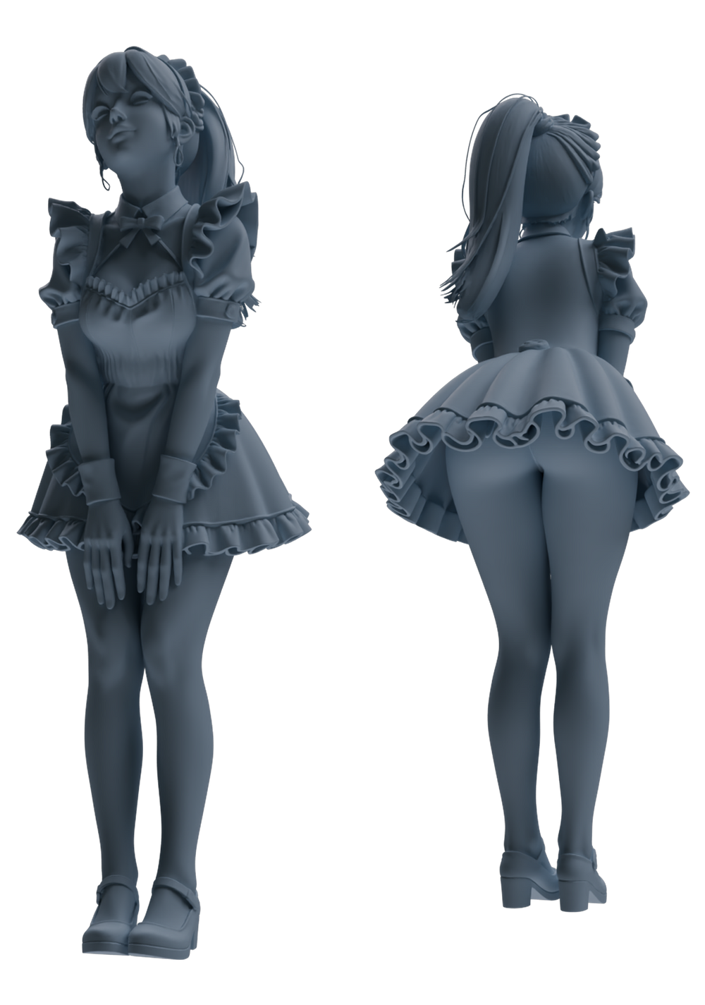 Detail view of MRY-SFW LYTR876 Maid Uniform Girl Figure Modern Model 4 pcs Model