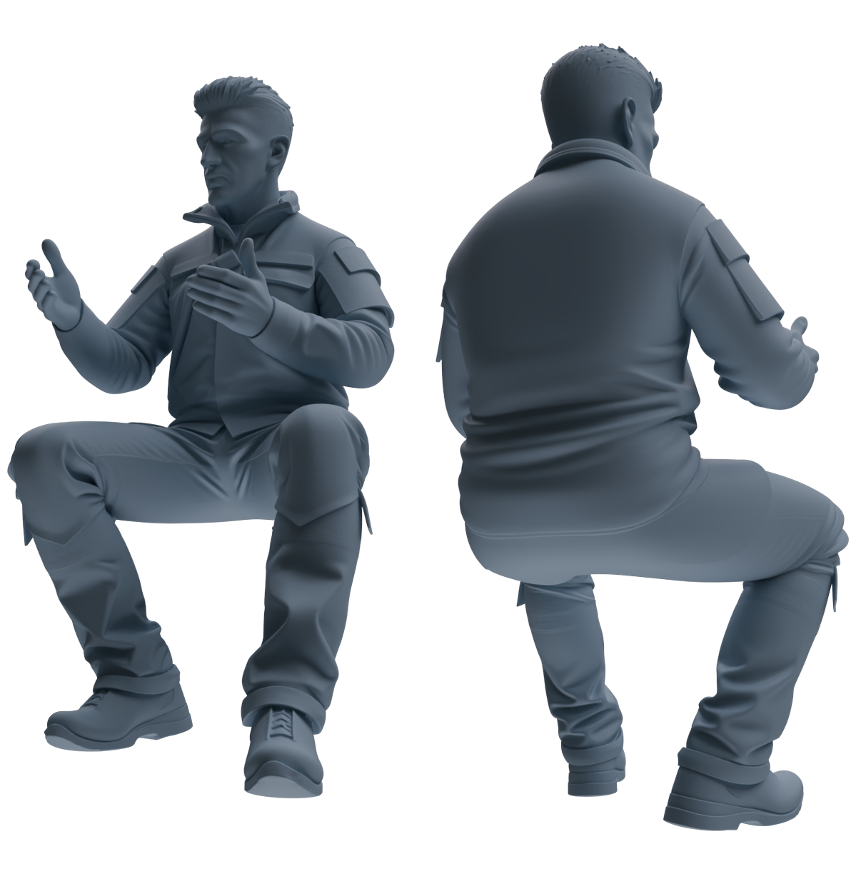 Detail view of MRY-SFW LYGR685 Modern U.S. Military Six-Person Talking Group Model