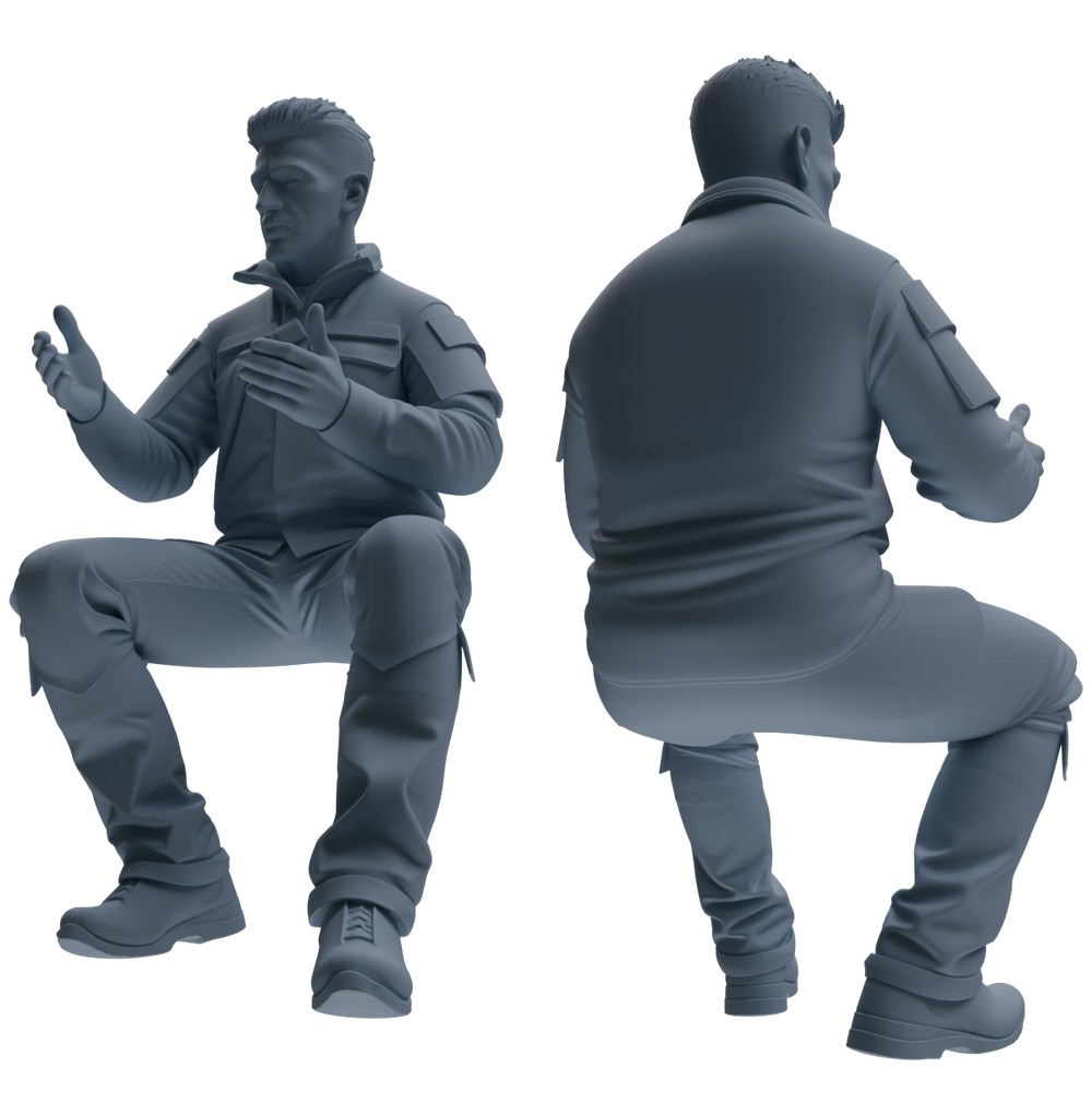 Detail view of MRY-SFW LYGR685 Modern U.S. Military Six-Person Talking Group Model