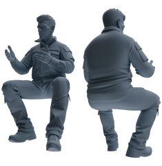 Detail view of MRY-SFW LYGR685 Modern U.S. Military Six-Person Talking Group Model