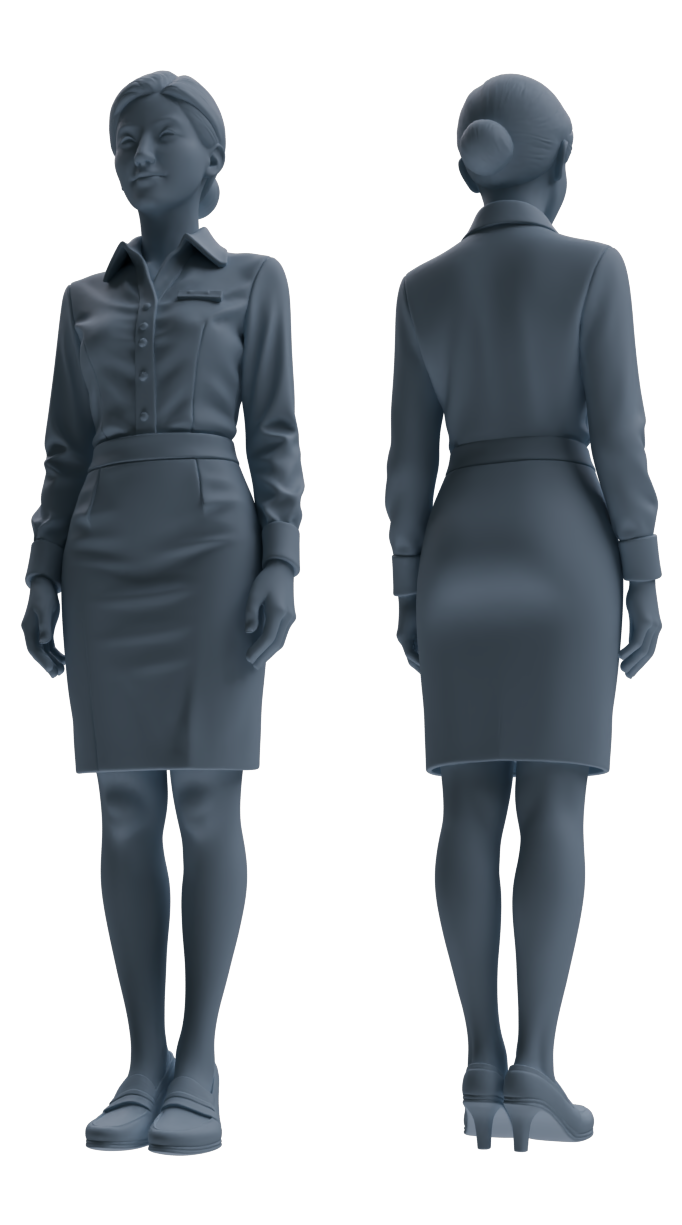 Detail view of MRY-SFW LYTR860 Flight Attendant Uniform Woman Figure Modern Model 3 pcs Miniature Car Diorama Figures Scene Props Accessories Resin Model