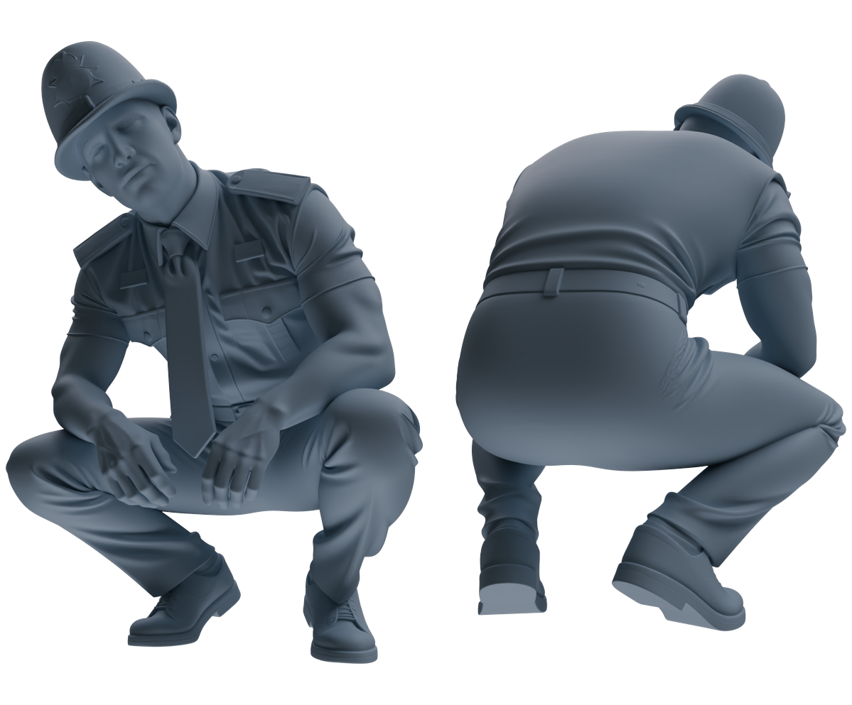 Detail view of MRY-SFW LYGR805 Modern British Police Five-Person Daily Routine 2 Model