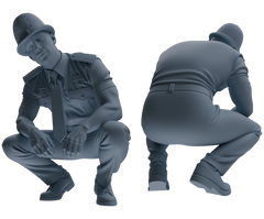 Detail view of MRY-SFW LYGR805 Modern British Police Five-Person Daily Routine 2 Model