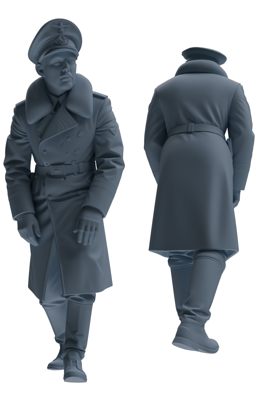 Detail view of MRY-SFW LYGR713 WWII German Army Officer War Scene Six-Person Advancing Group Model
