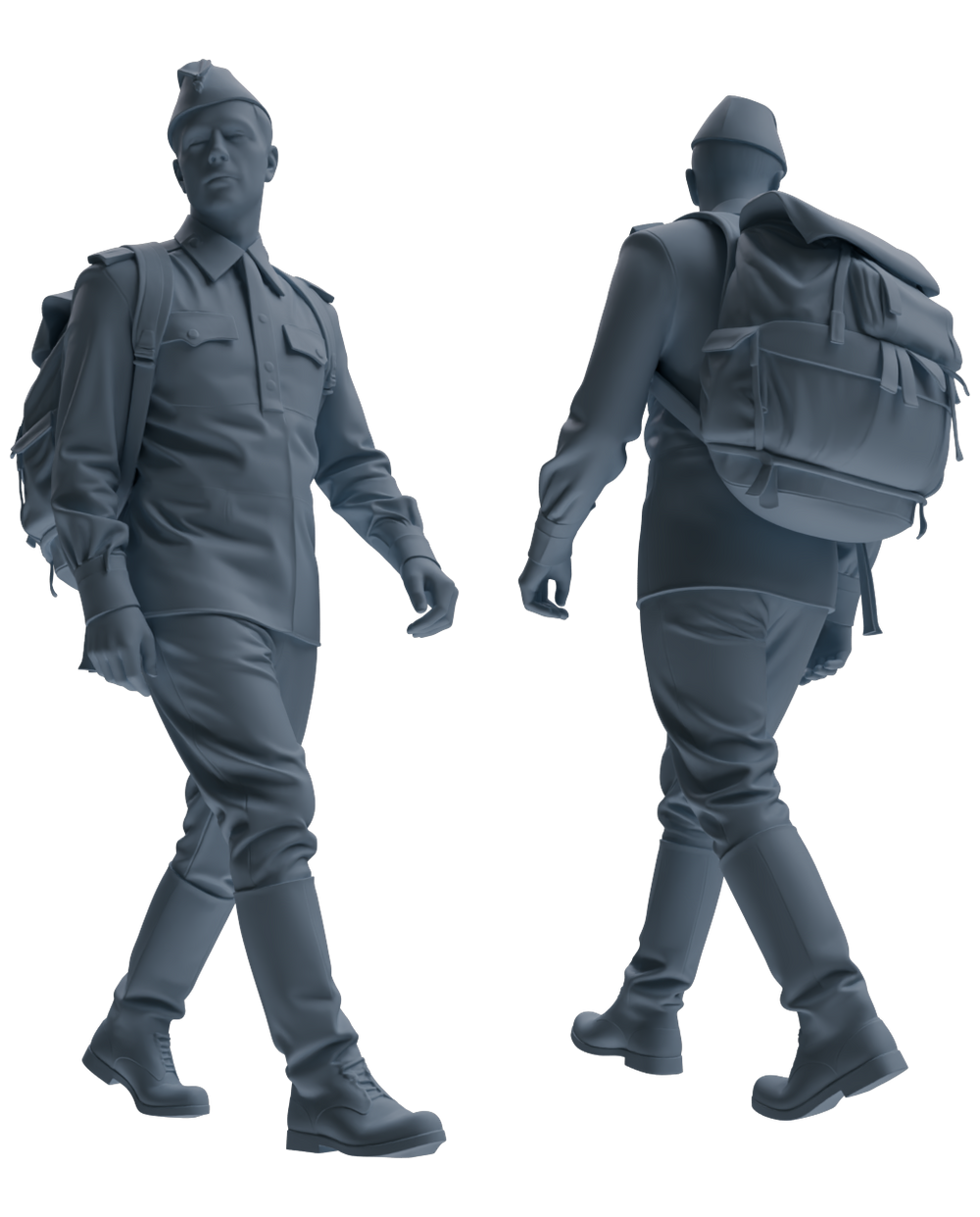Detail view of MRY-SFW LYGR727 WWII Soviet Army War Scene Six-Person Carrying Group Model