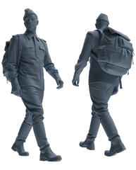 Detail view of MRY-SFW LYGR727 WWII Soviet Army War Scene Six-Person Carrying Group Model