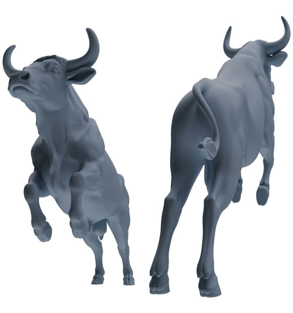 Detail view of MRY-SFW LYTR837 Bullfight Pose Cattle Model 4 pcs Miniature Car Diorama Figures Scene Props Accessories Resin Model