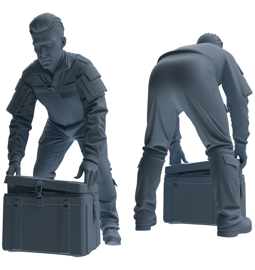 Detail view of MRY-SFW LYGR699 Modern U.S. Military Six-Person Combat Readiness Group Model