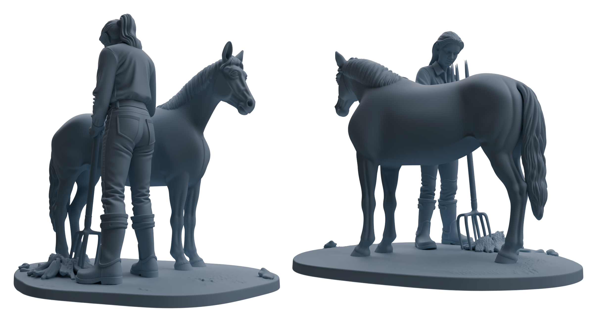 Detail view of MRY-SFW LYTR905 Horse Trainer with Horse Modern Model 4 pcs Model