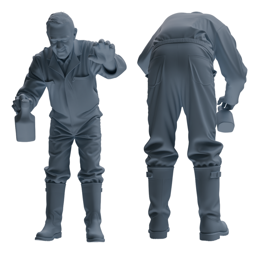 Detail view of MRY-SFW LYTR913 Farm Worker Man Multi-pose Modern Model 4 pcs Model