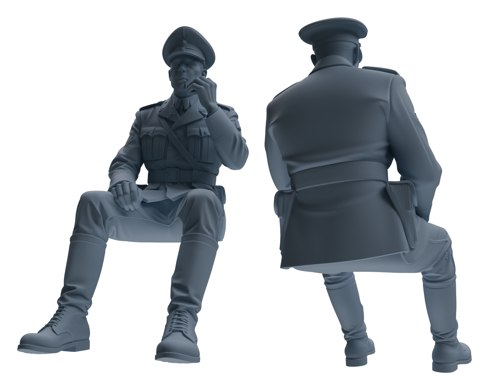 Detail view of MRY-SFW LYGR581 WWII French Army Seven-Person Eating Group Model