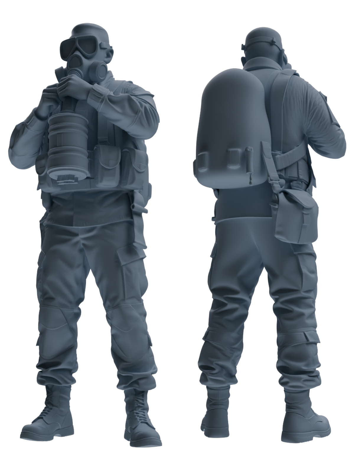 MRY-SFW SSTR209 Miniatures Soldier Model Kit WWII Gas Mask Soldier Pose Modern Model 4 pcs