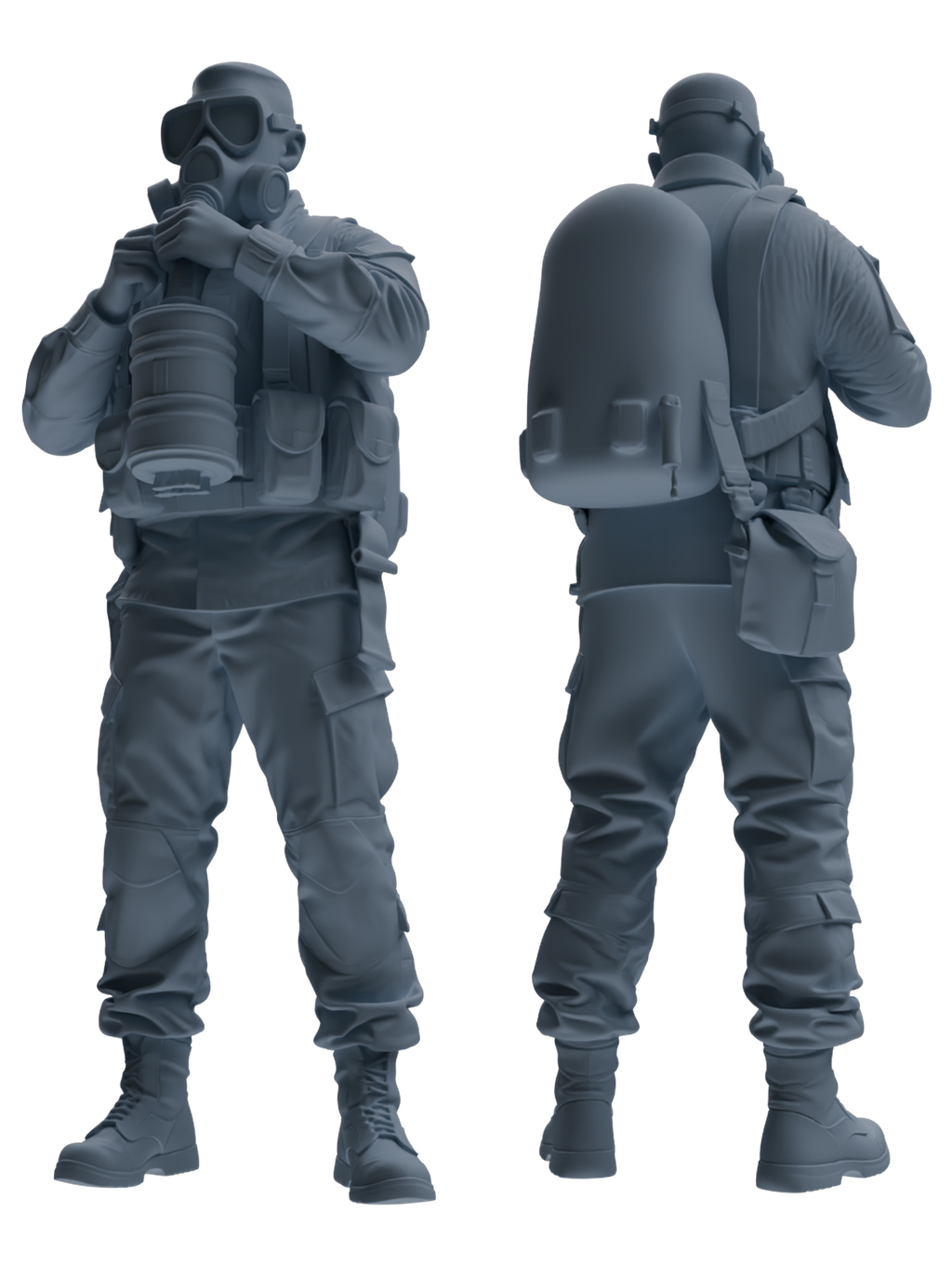 MRY-SFW SSTR209 Miniatures Soldier Model Kit WWII Gas Mask Soldier Pose Modern Model 4 pcs