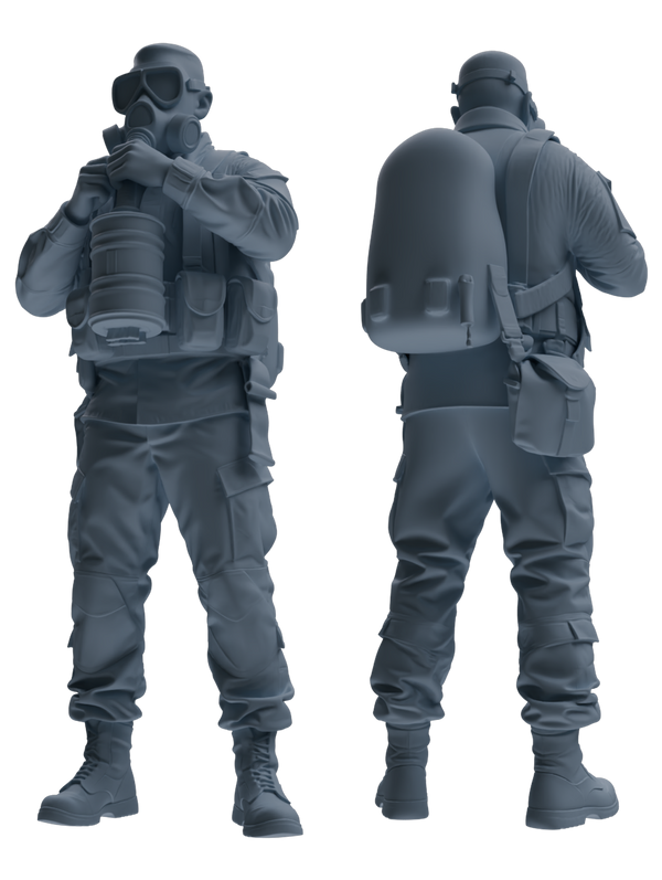 MRY-SFW SSTR209 Miniatures Soldier Model Kit WWII Gas Mask Soldier Pose Modern Model 4 pcs