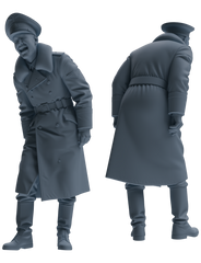 Detail view of MRY-SFW LYGR702 WWII German Army Story Scene Six-Person Vehicle Rollover Accident Group Model