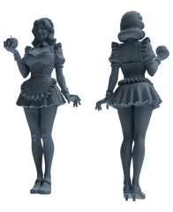 Detail view of MRY-SFW LYTR851 Maid Outfit Figure Modern Model 4 pcs Miniature Car Diorama Figures Scene Props Accessories Resin Model