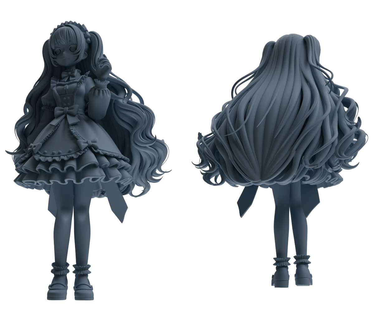 Detail view of MRY-SFW LYTR871 Lolita Girl Figure Modern Model 3 pcs Model