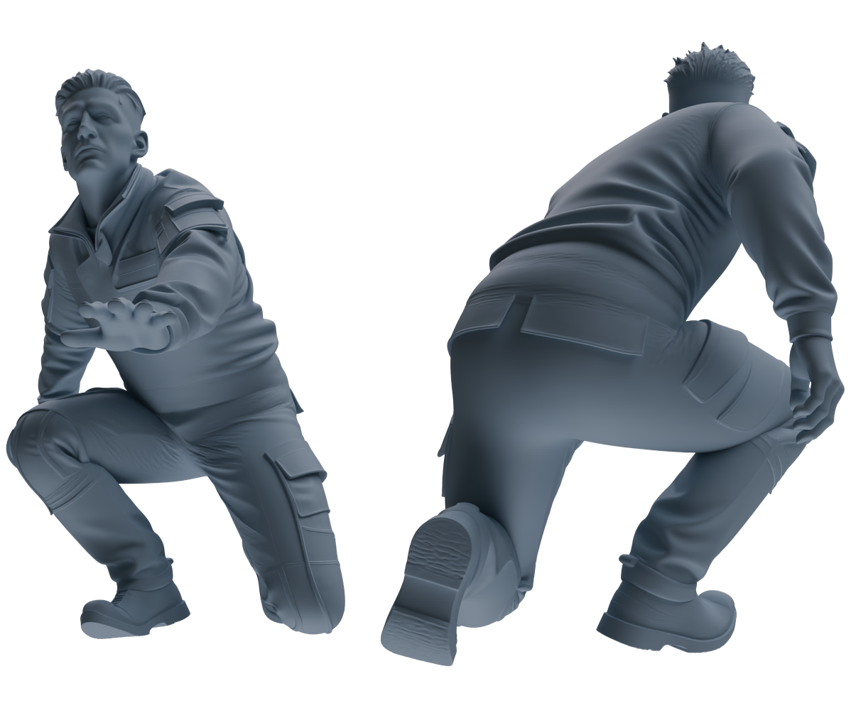 Detail view of MRY-SFW LYGR687 Modern U.S. Military Six-Person Groping Group Model
