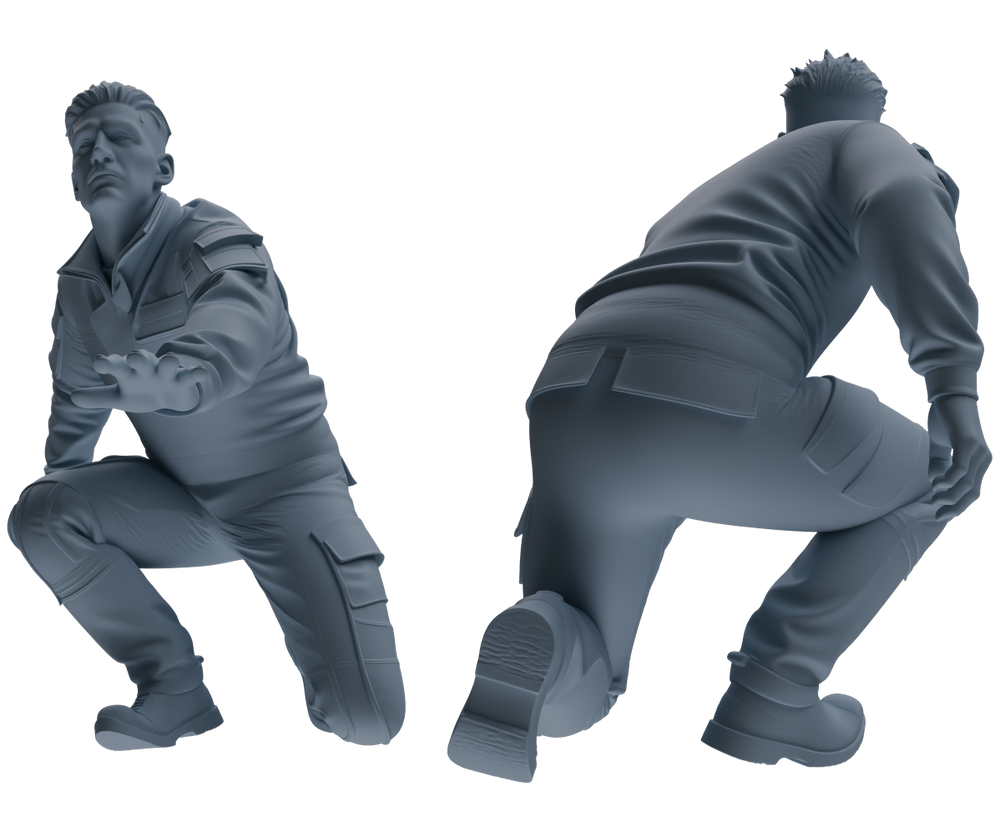 Detail view of MRY-SFW LYGR687 Modern U.S. Military Six-Person Groping Group Model