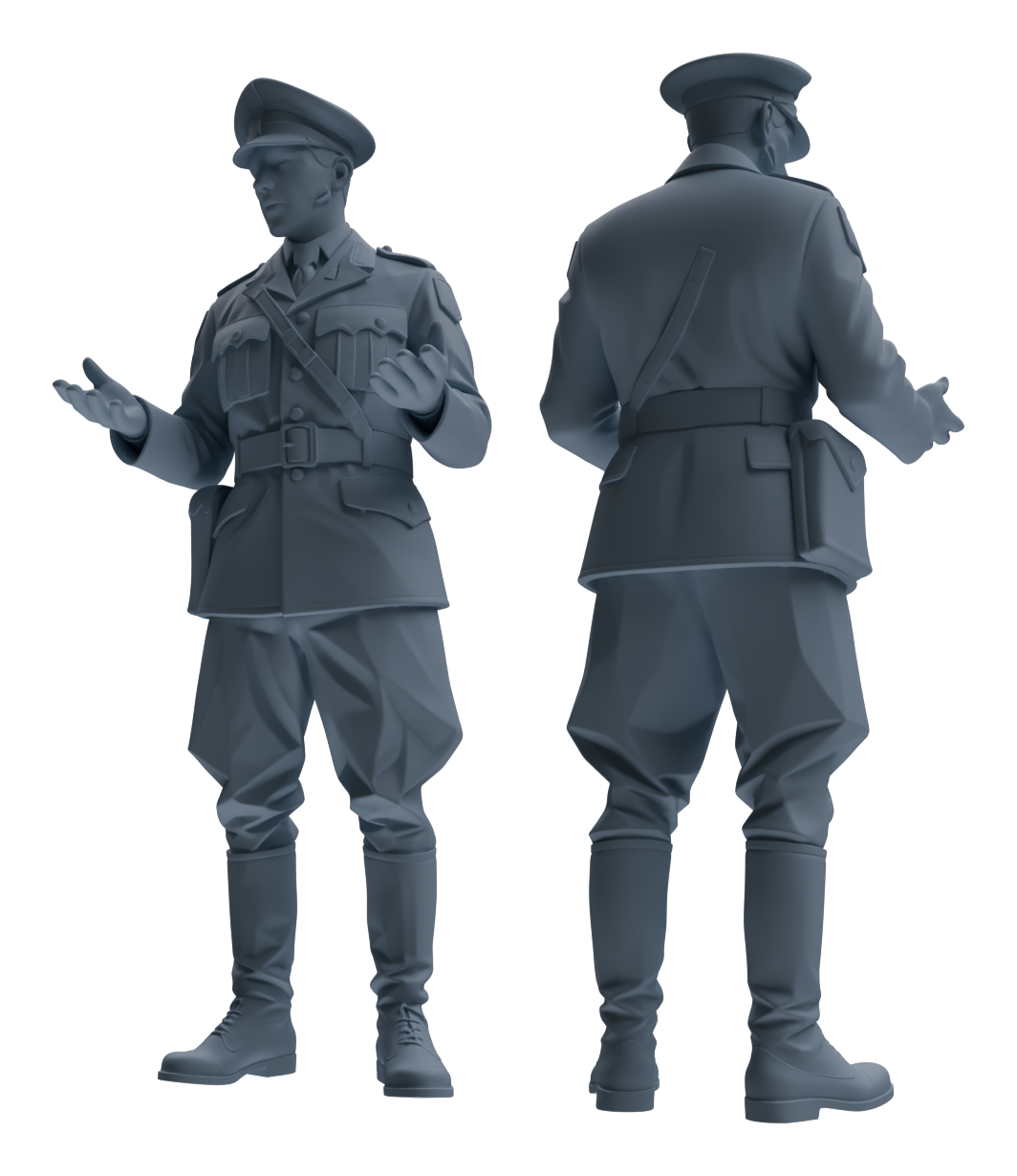 Detail view of MRY-SFW LYGR584 WWII French Army Six-Person Daily Routine 2 Model