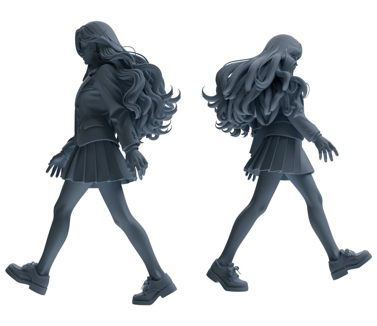 Detail view of MRY-SFW LYTR850 Blazer JK Uniform School Girl Figure Modern Model 4 pcs Miniature Car Diorama Figures Scene Props Accessories Resin Model