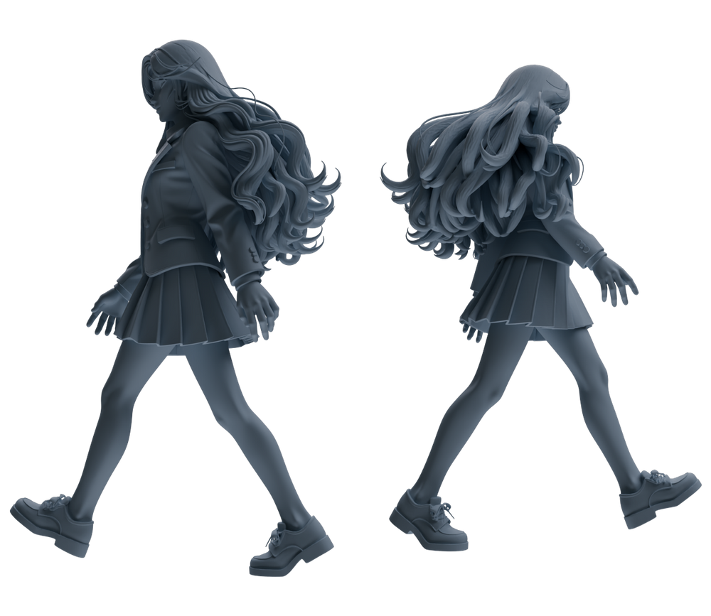 Detail view of MRY-SFW LYTR850 Blazer JK Uniform School Girl Figure Modern Model 4 pcs Miniature Car Diorama Figures Scene Props Accessories Resin Model