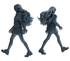 Detail view of MRY-SFW LYTR850 Blazer JK Uniform School Girl Figure Modern Model 4 pcs Miniature Car Diorama Figures Scene Props Accessories Resin Model