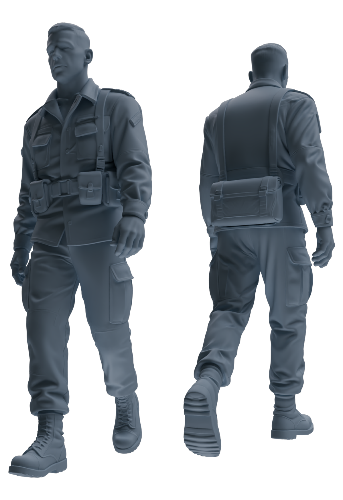 MRY-SFW SSTR180 Miniatures Soldier Model Kit Officer Pose Modern Model 3 pcs