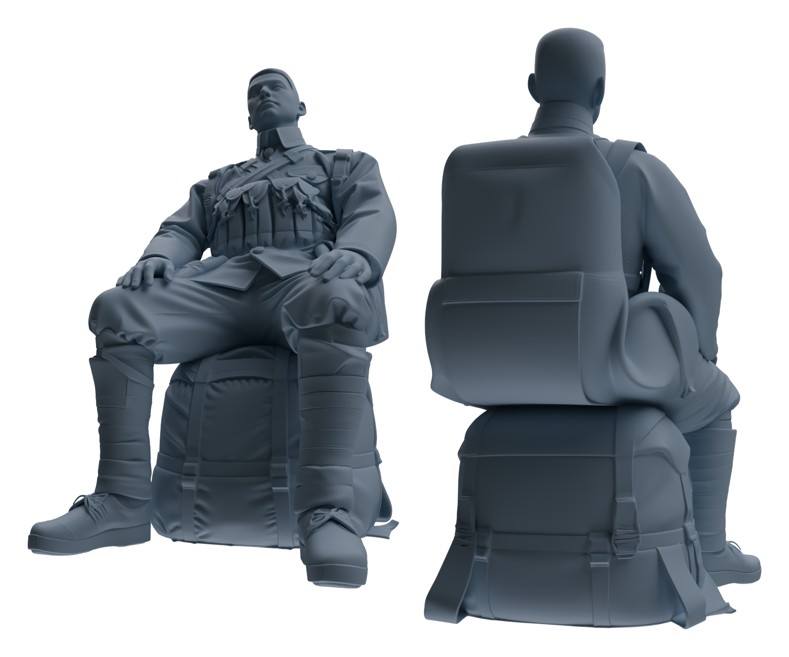 Detail view of MRY-SFW LYGR608 Historical People's Liberation Army Seven-Person Rest Group Model