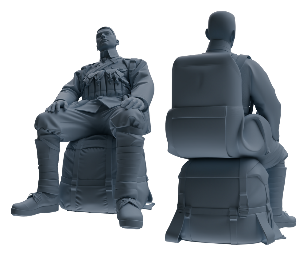 Detail view of MRY-SFW LYGR608 Historical People's Liberation Army Seven-Person Rest Group Model