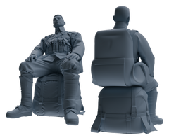 Detail view of MRY-SFW LYGR608 Historical People's Liberation Army Seven-Person Rest Group Model