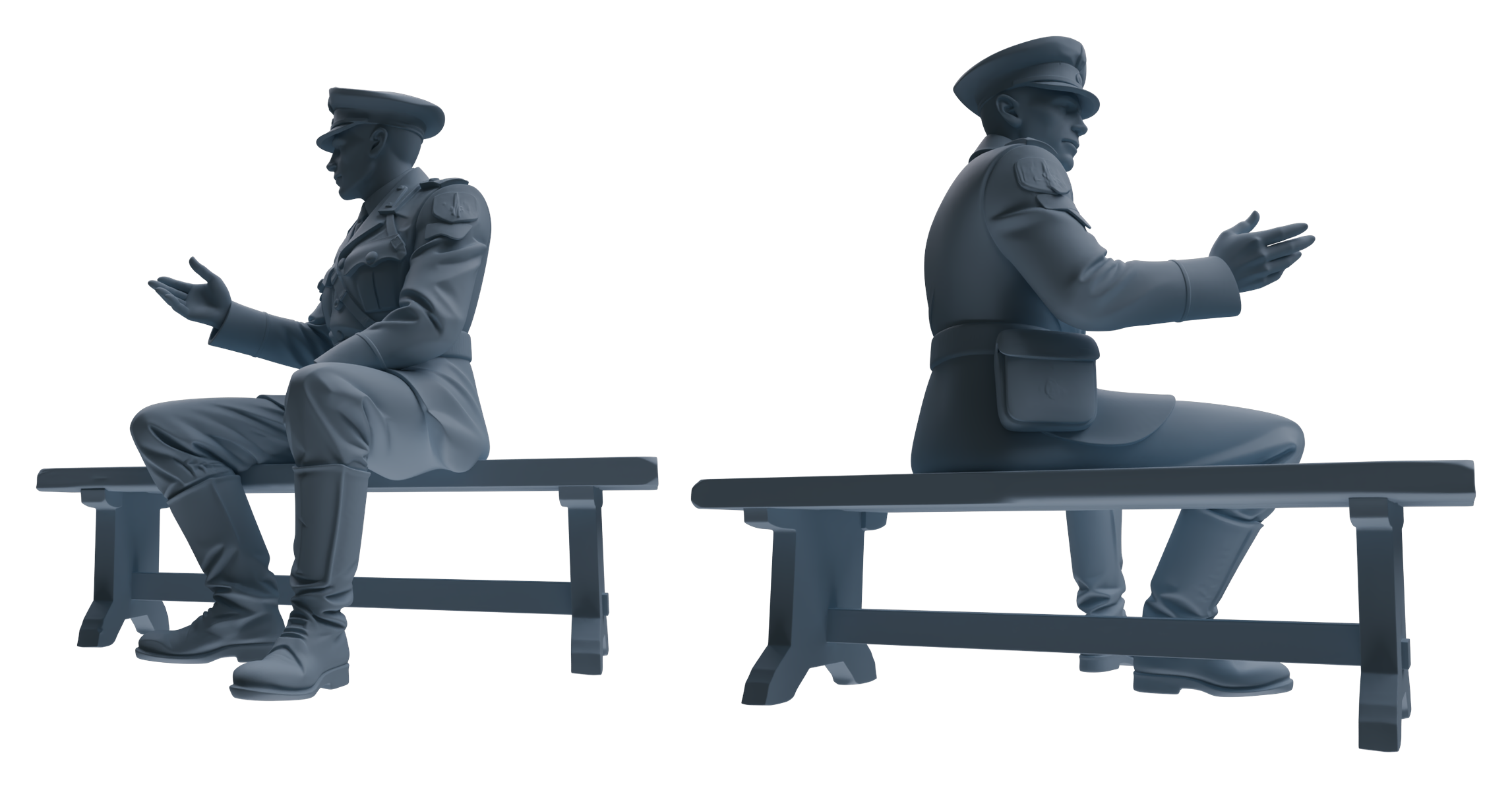 Detail view of MRY-SFW LYGR590 WWII French Army Six-Person Strategic Deployment Group Model