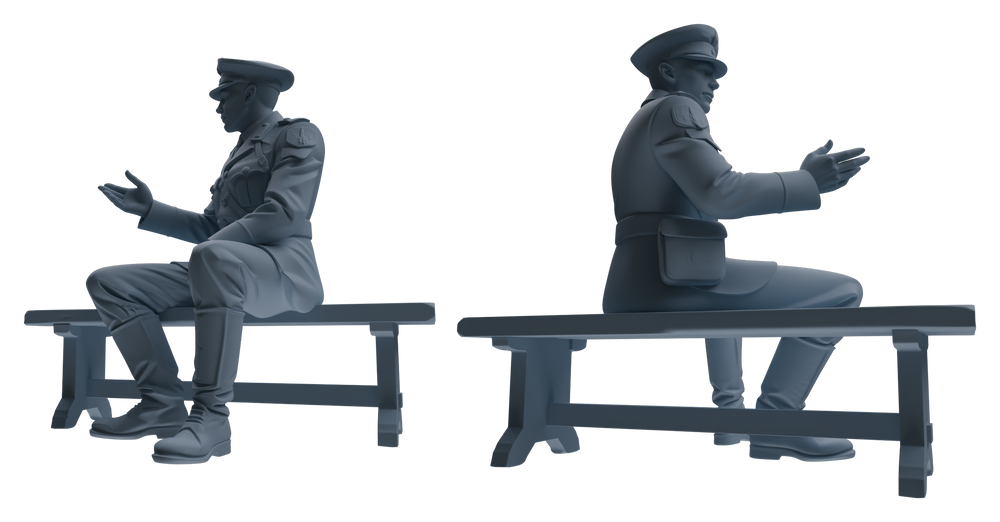 Detail view of MRY-SFW LYGR590 WWII French Army Six-Person Strategic Deployment Group Model