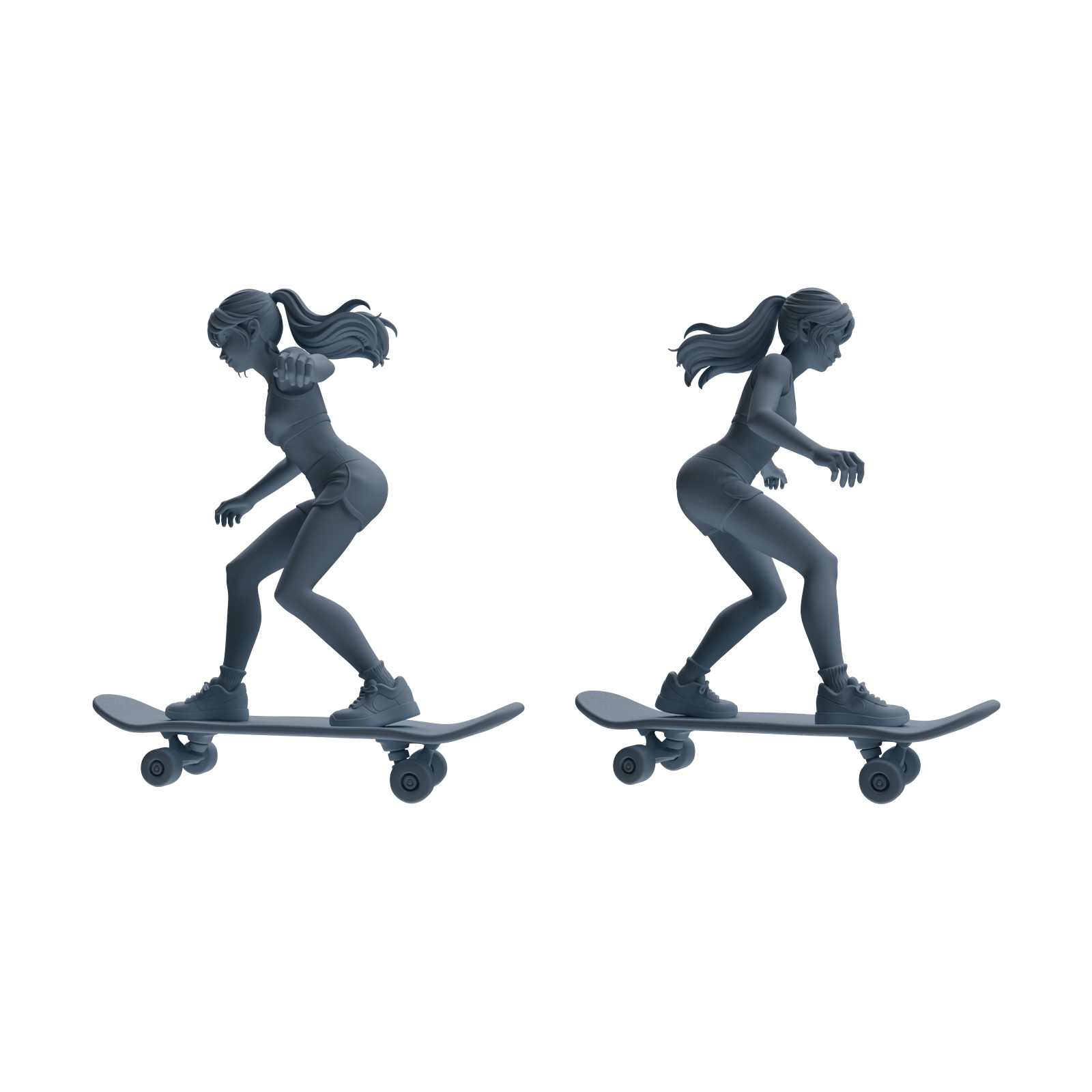 Detail view of MRY-SFW LYTR787 Skateboard Figure Modern Model 3 pcs Miniature Car Diorama Figures Scene Props Accessories Resin Model