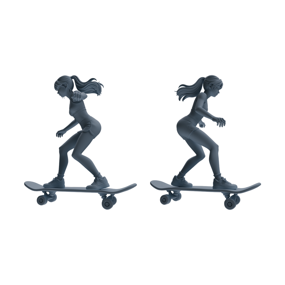 Detail view of MRY-SFW LYTR787 Skateboard Figure Modern Model 3 pcs Miniature Car Diorama Figures Scene Props Accessories Resin Model
