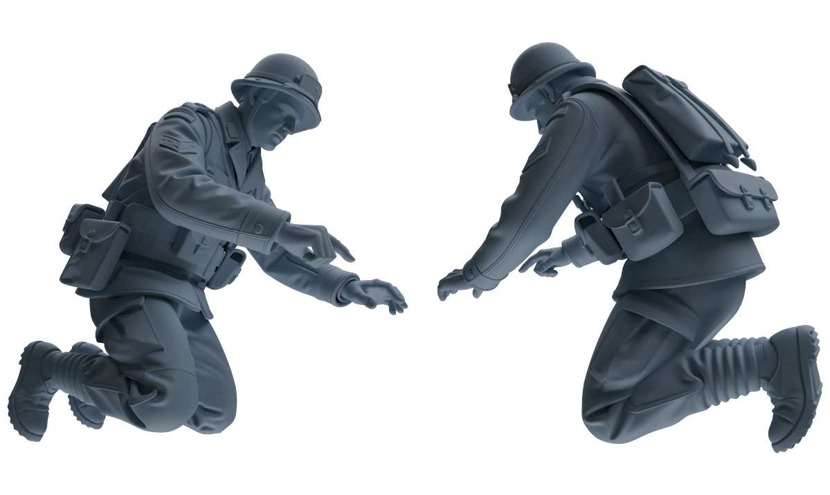 MRY-SFW SSTR194 Miniatures Soldier Model Kit Combat Command Soldier Pose Modern Model 3 pcs