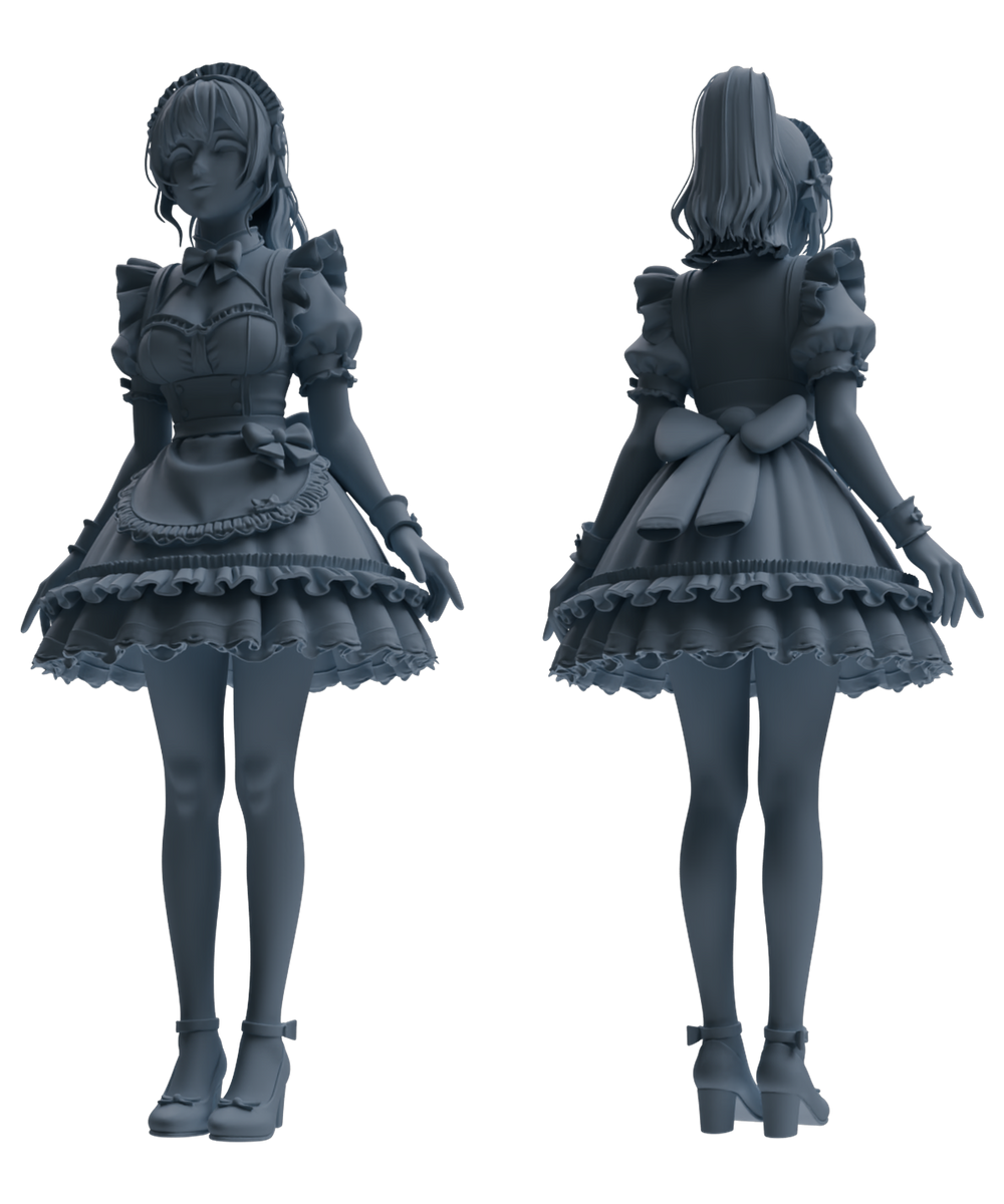 Detail view of MRY-SFW LYTR877 Multi-pose Maid Girl Figure Modern Model 3 pcs Model
