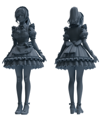 Detail view of MRY-SFW LYTR877 Multi-pose Maid Girl Figure Modern Model 3 pcs Model