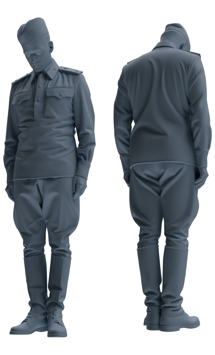 Detail view of MRY-SFW LYGR730 WWII Soviet Army War Scene Six-Person Criticism Group Model