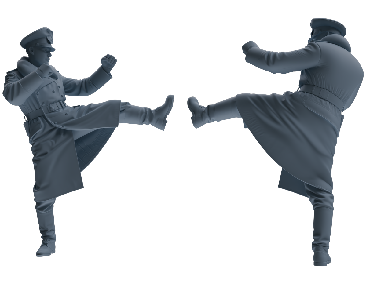 Detail view of MRY-SFW LYGR704 WWII German Army Training Scene Six-Person Officer Combat Group Model