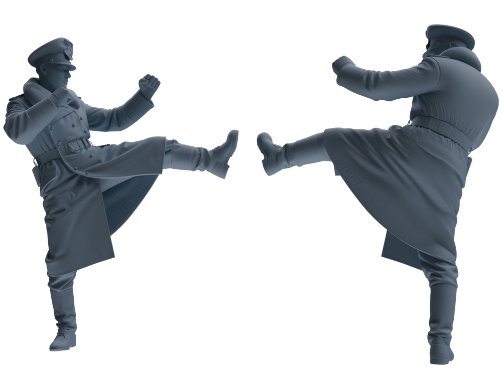 Detail view of MRY-SFW LYGR704 WWII German Army Training Scene Six-Person Officer Combat Group Model